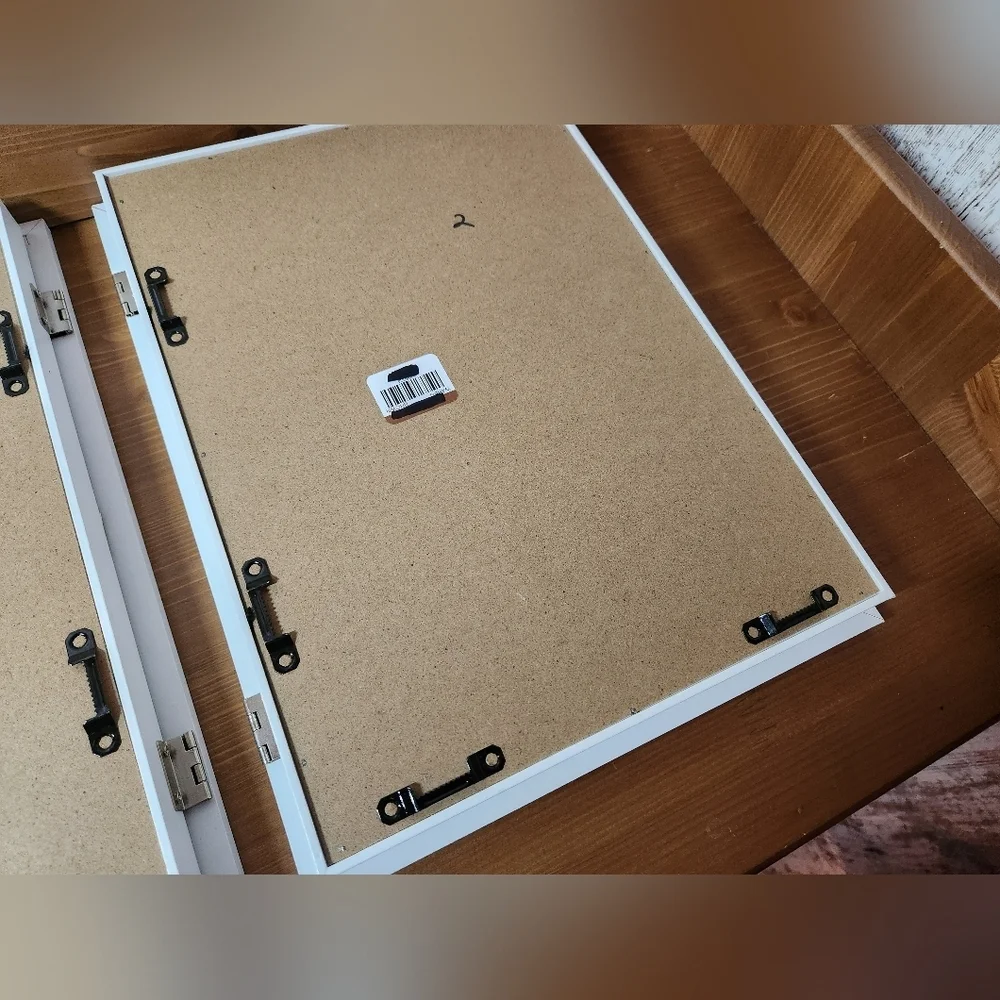Set of Art Frame Hinged Front Opening Magnetic Closure Storage Compartment White
